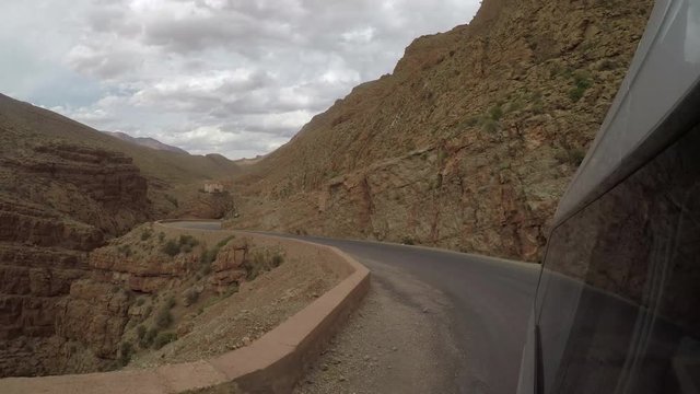 pov, mountain view on highway in Morocco