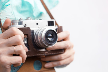 Girl with retro camera