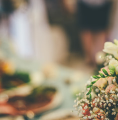 part of wedding bouquet with blurred background