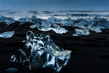 A close up view of a chunk of an iceberg at Jokulsarlon.
