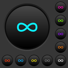 Infinity symbol dark push buttons with color icons