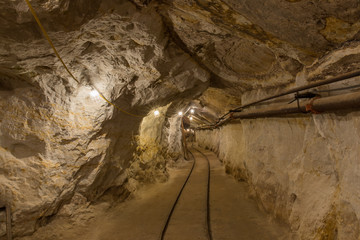 Inside Hazel-Atlas Mine in Black Diamond Regional Preserve. Solano County, California, USA.