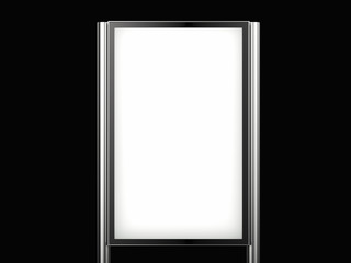 Blank bright billboard on black background, 3d rendering