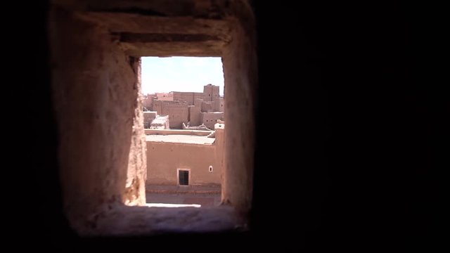 POV shot, looking through old window Morocco