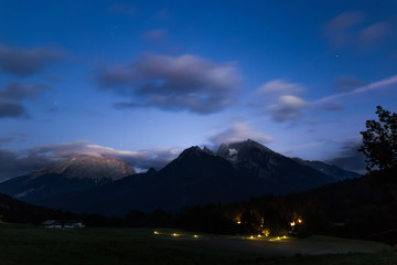Night scenery Austrian Alps.