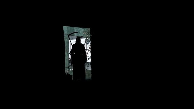 silhouette of death with oblique and burning eyes appears on during the course of the dungeon