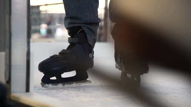 low angle, skater in ice rink