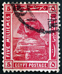 Postage stamp Egypt 1914 Sphinx, Giza