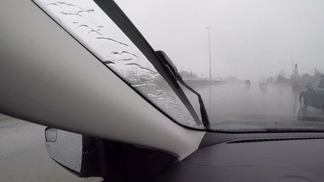 Rainy POV highway drive