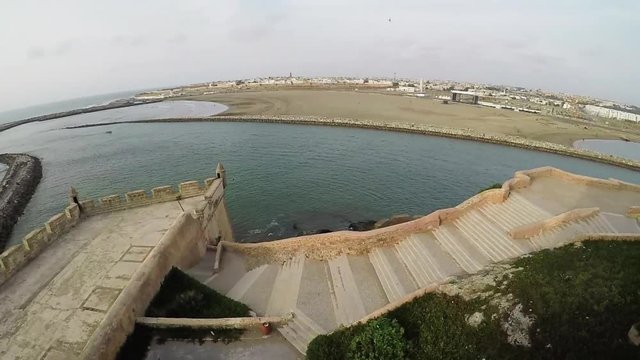 Pan right, ancient sea port in Morocco