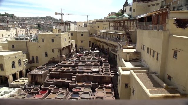 wide view, process leather in Morroco