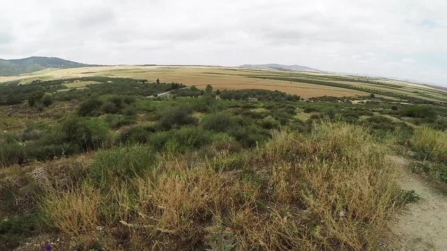 Pan right, landscape view of Morocco