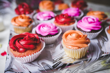 close up of an assortment of cupcakes