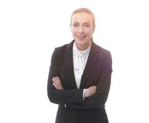 smiling female Manager.portrait in full growth