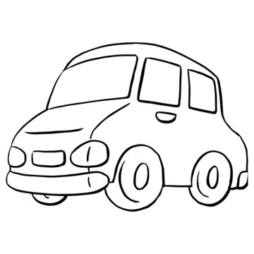 Car cartoon illustration isolated on white background for children color book
