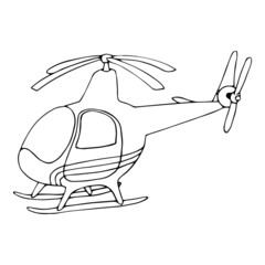 Helicopter cartoon illustration isolated on white background for children color book