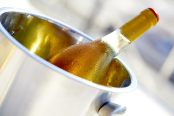 white wine on the yacht