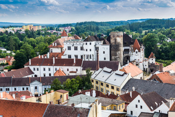 Fototapeta na wymiar Aerial view of Jindrichuv Hradec. City in South Bohemian region, Czech Republic, Central Europe.