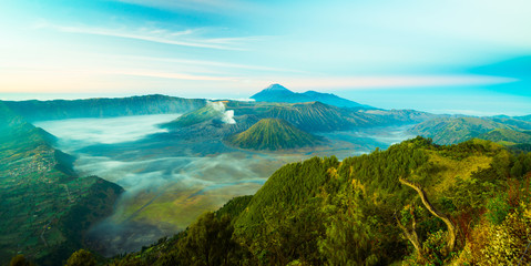 Mount Bromo is an active vulcano and part of the Tengger massif, in East Java, Indonesia