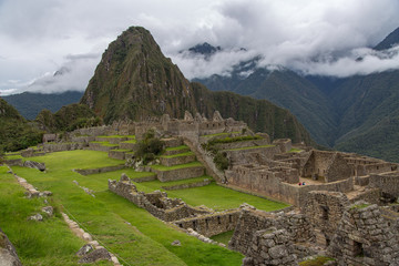Fototapeta na wymiar A Stormy Afternoon on the Terraces of Machu Picchu