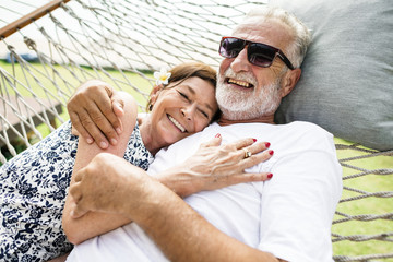 Couple relaxing on a hammock