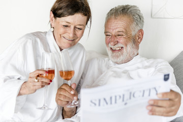 Mature couple in a luxurious hotel room