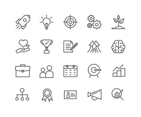 Simple Set of Start up vector thin line icons, Editable Stroke linear symbols.
