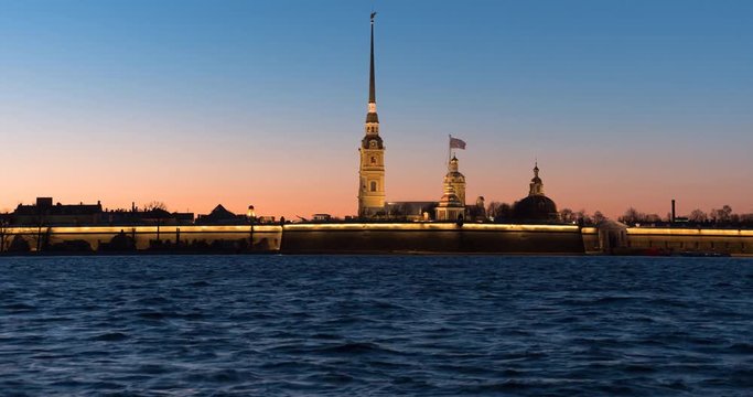 Peter and Paul Fortress night timelapse is the original citadel of St. Petersburg, Russia.