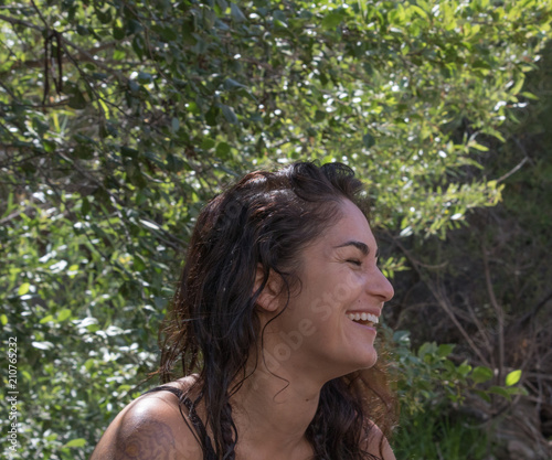 Happy Laughing Profile Of An Attractive Spanish America Hispanic