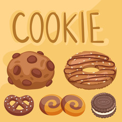 Cookie vector cakes top view sweet homemade breakfast bake food biscuit bakery cookie pastry illustration.