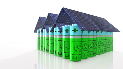 Photovoltaic battery solar panel green renewable energy storage future 3d render