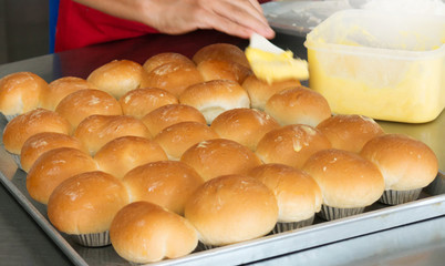 fresh new baked bread in kitchen