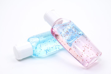 Bottles of  lotion containing microplastics. Microplastics has been deemed environmentally harmful and has been banned from used in some countries.