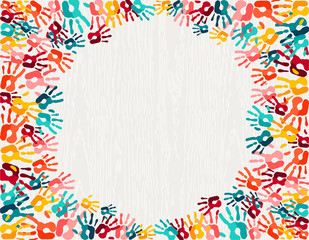 Colorful hand print paint background art