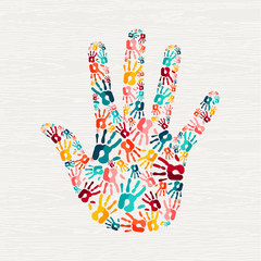 Human hand print concept for social help