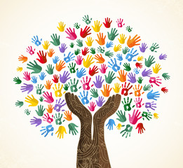 Human hand tree for culture diversity concept
