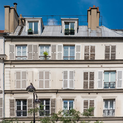 Fototapeta premium Paris, beautiful building, typical parisian facade near Republique neighborhood 