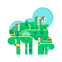 Obraz premium Eco friendly tree concept with green city