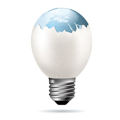 Big idea concept design,Earth is in the eggshell,Light bulb concept.