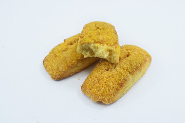 crispy shortbread cookie isolated on white background