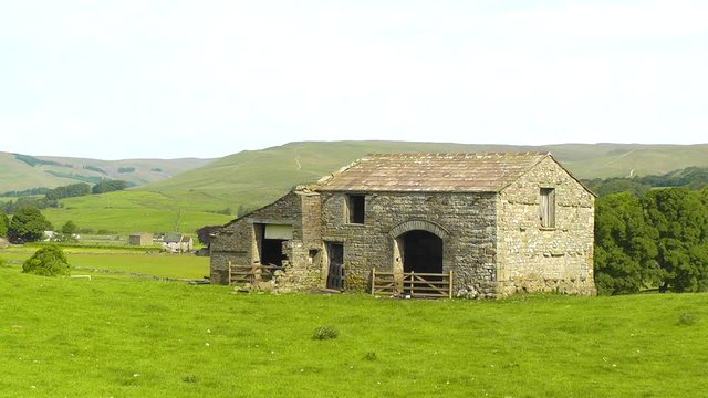 An old stone barn in the heart of England's Yorkshire Dales,.
