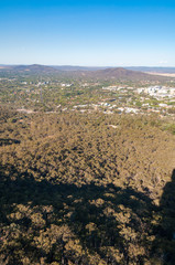 Aerial view of Canberra and surrounding landscape
