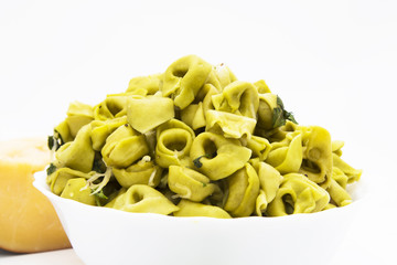 italian pasta tortellini Isolated in white background