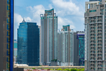 The landscape of growth developing city in the densely capitalized Bangkok, Thailand.