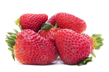 red strawberries isolated in white background