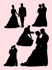 Silhouette of bride and groom. Good use for symbol, logo, web icon, mascot, sign, or any design you want.