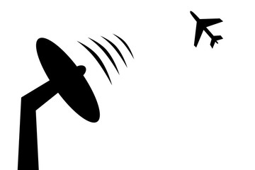 レーダーと飛行機　黒 © playwalker