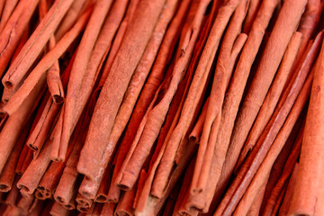 Cinnamon sticks. Background and texture