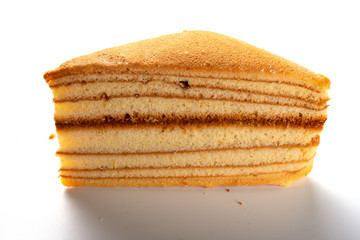 homemade sandwich shape sponge cake on white