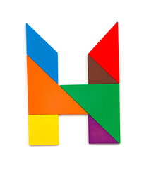 tangram shaped like a letter H on white background